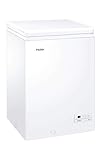 Haier HCE103F- Arcon Congelador Horizontal, Capacidad 100L, Ancho 57cm, Display digital, Interior de aluminio, Tirador integrado, 1 cesto metálico, Función Super Congelación, Clase F, Blanco